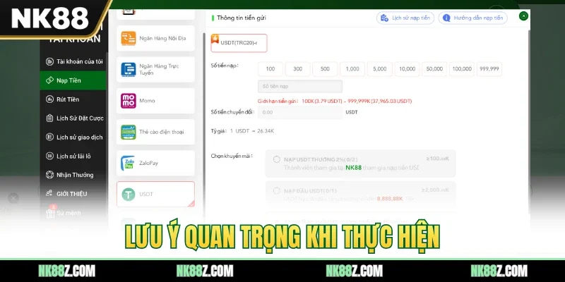 Lưu ý quan trọng khi thực hiện